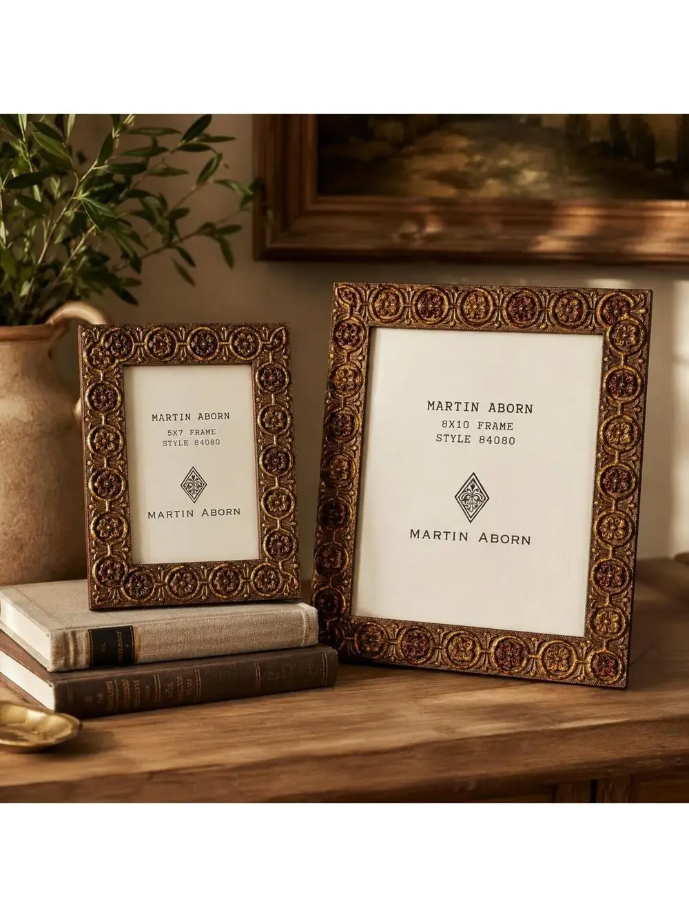 Vintage Martin Aborn Picture Frame Set 5x7 & 8x10 Ornate Gold Bronze
